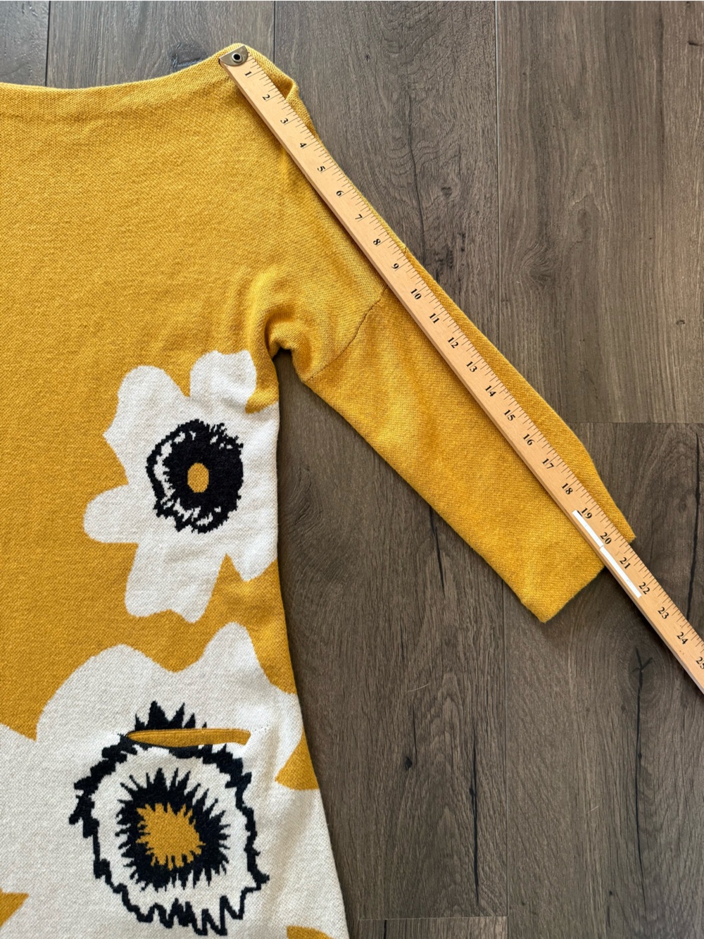 Anthropologie Field Flower Sweater Dress Small Mustard Floral Knit Boho Chic - Picture 8 of 9